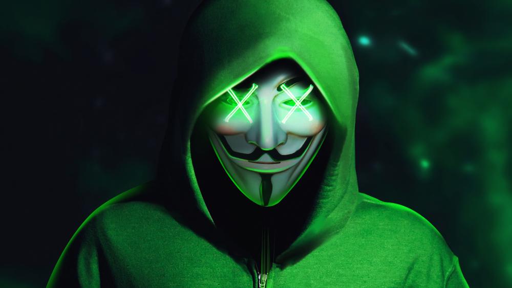 Mysterious Neon Guy Fawkes Figure wallpaper