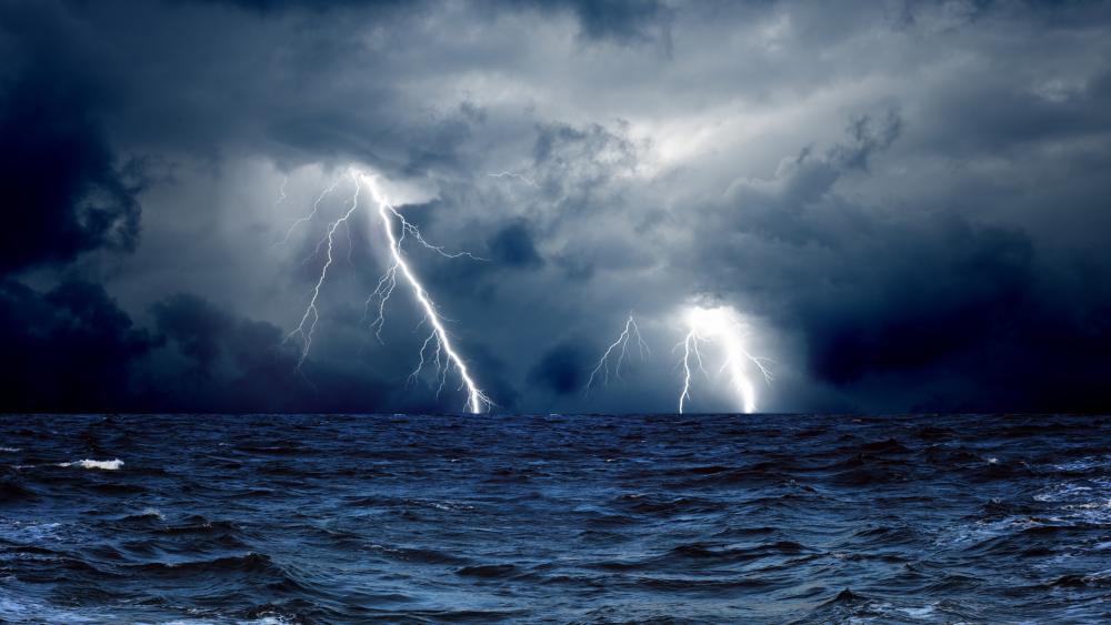 Electric Fury Over Ominous Seas wallpaper