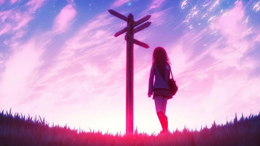 Choices at Dusk Anime Landscape wallpaper