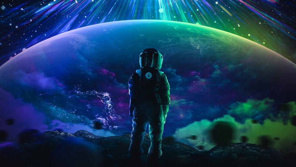 Astronaut Contemplating Vast Alien Horizon wallpaper