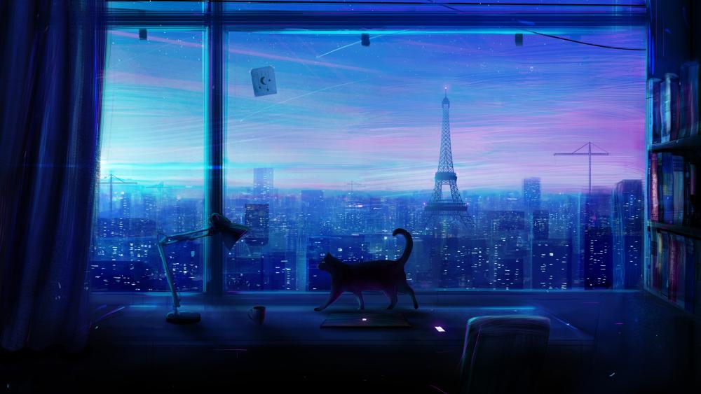 Twilight Serenity in an Anime Cityscape wallpaper