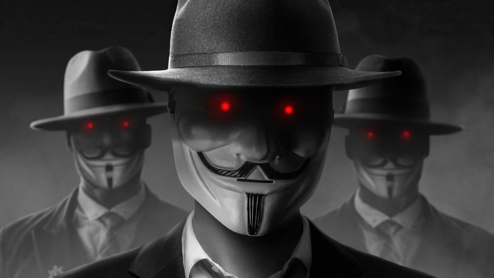 Mysterious Hackers with Red Glowing Eyes wallpaper
