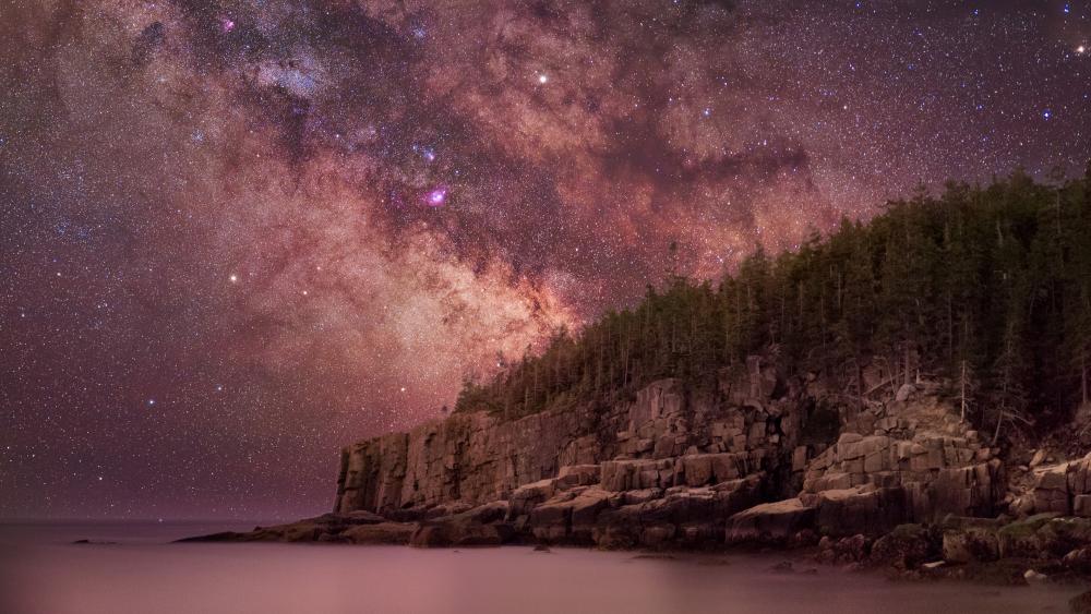 Milky Way over Otter Cliff wallpaper