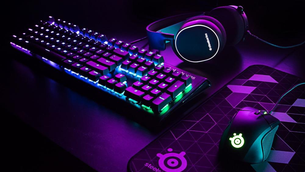 Gaming Gear in Neon Glow wallpaper