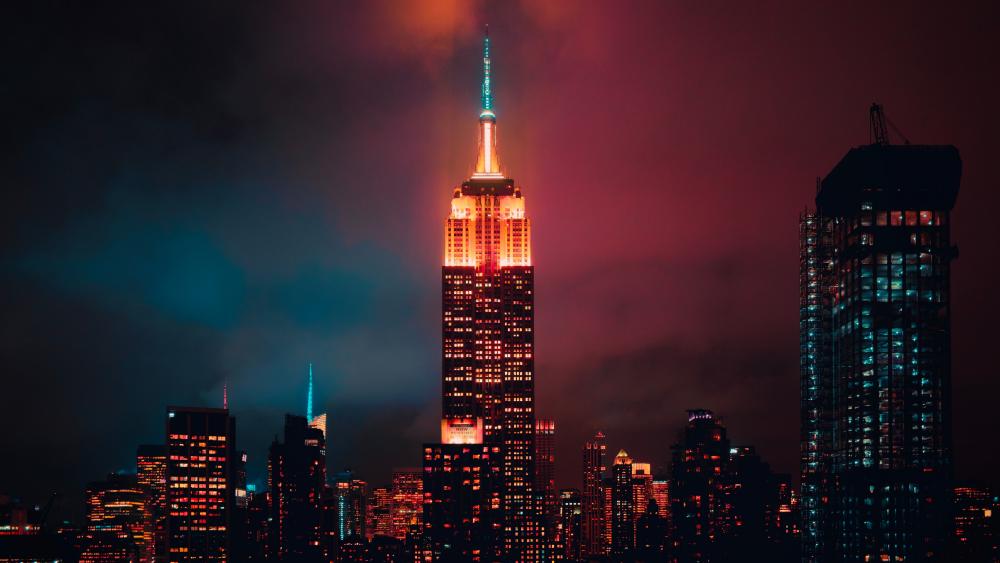 Empire State Building by night wallpaper