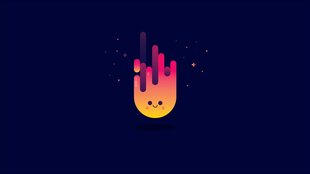 Smiling Fireball Minimalist Art wallpaper