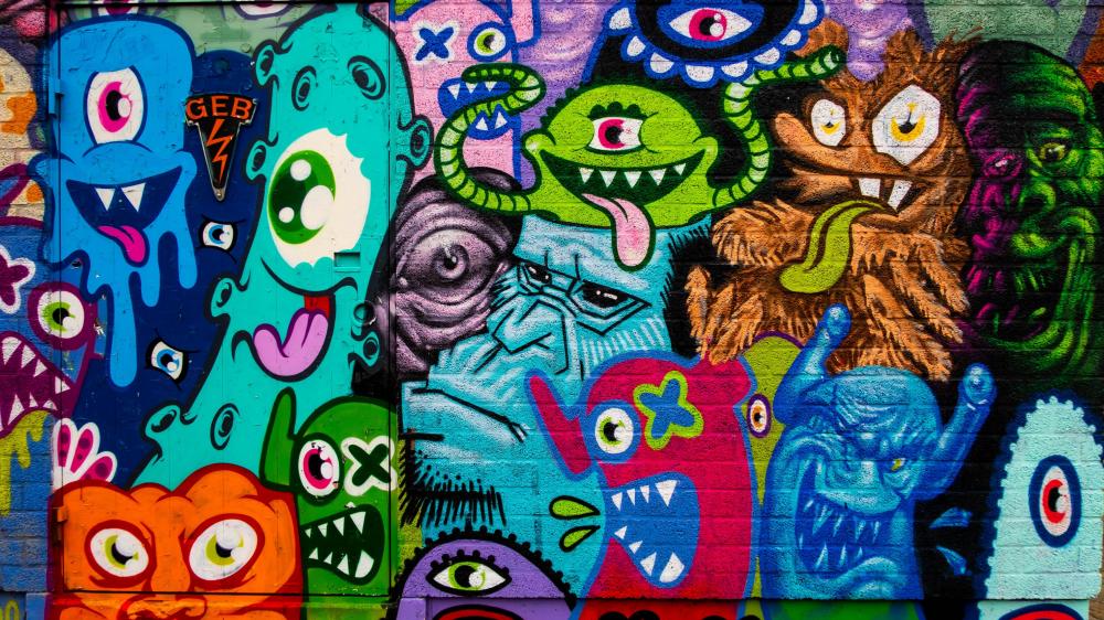 Whimsical Graffiti Monsters Unleashed wallpaper