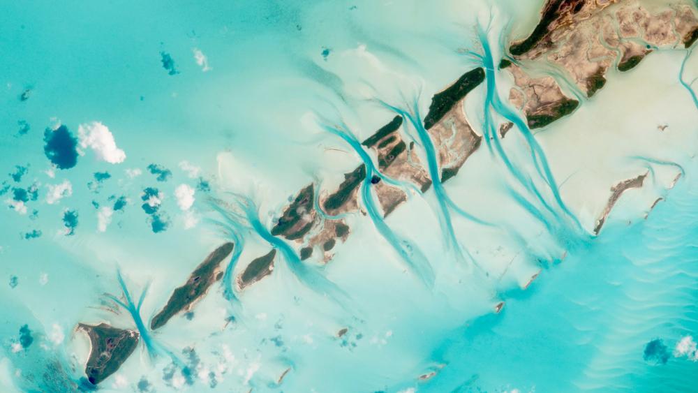 Great Exuma Island from space, Bahamas wallpaper
