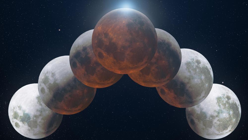 Lunar Eclipse Sequence in Stunning Detail wallpaper