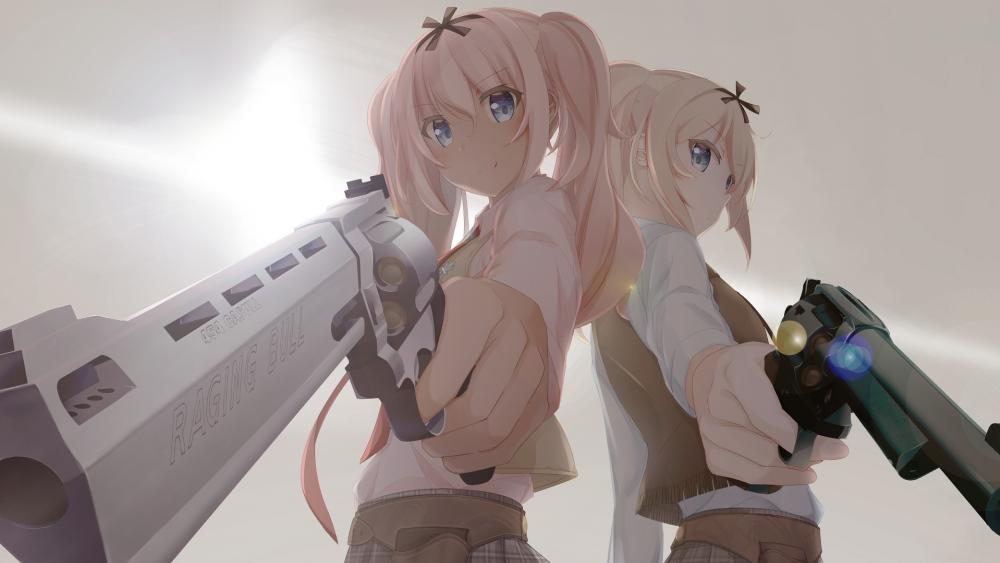 Anime girls with gun wallpaper
