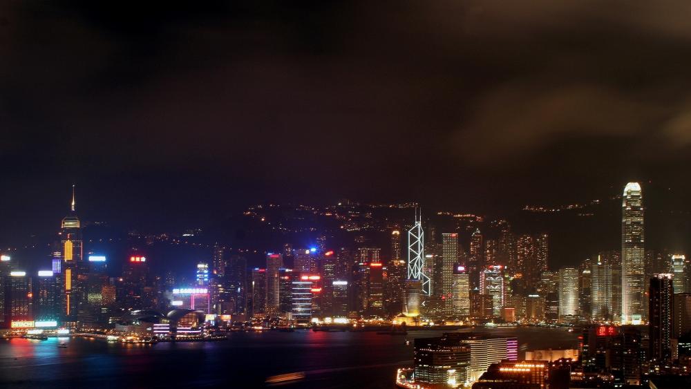 Hong Kong night view wallpaper