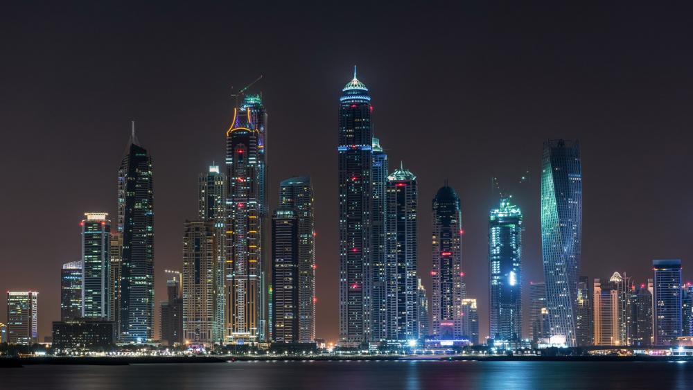 Dubai Marina by night wallpaper