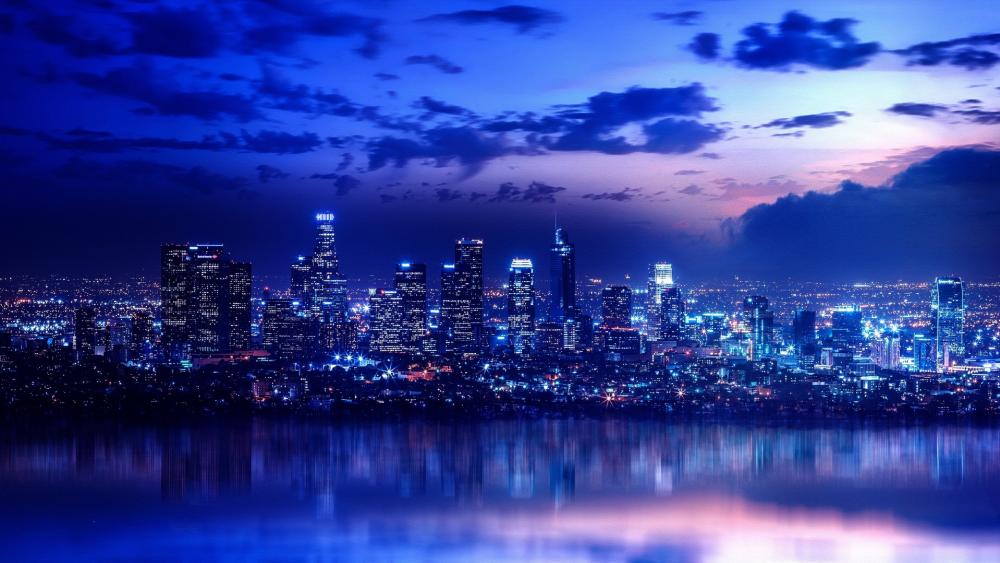 Los Angeles skyline at night wallpaper
