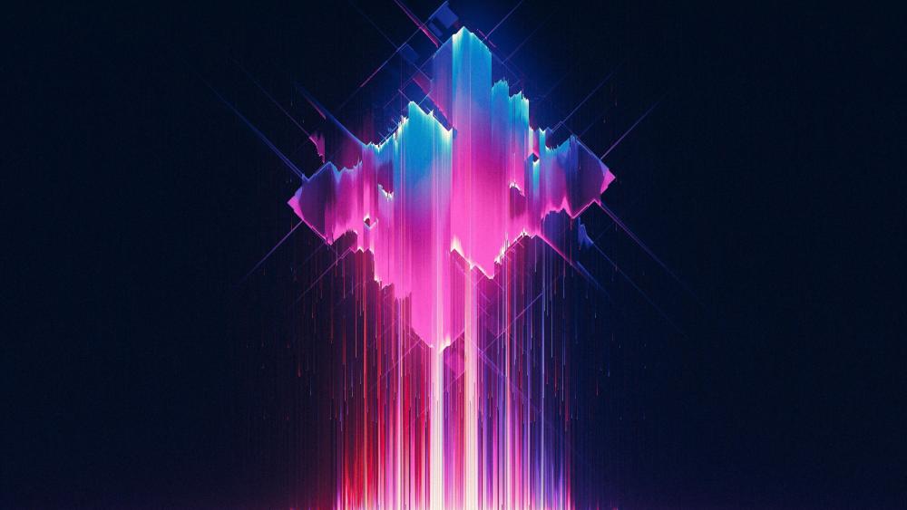 Neon Glitch Symphony in Pink wallpaper