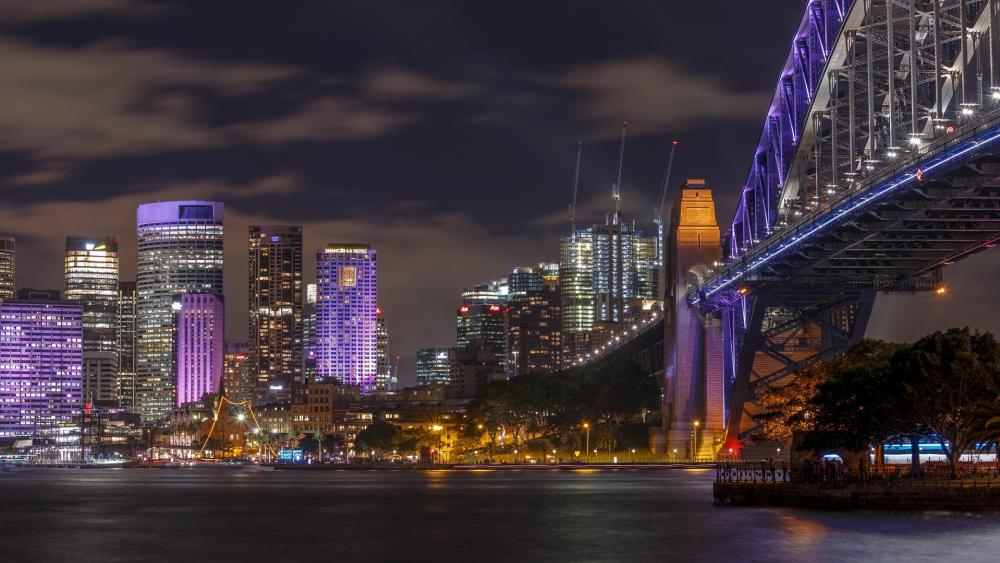 Sydney Harbour Bridge by night wallpaper