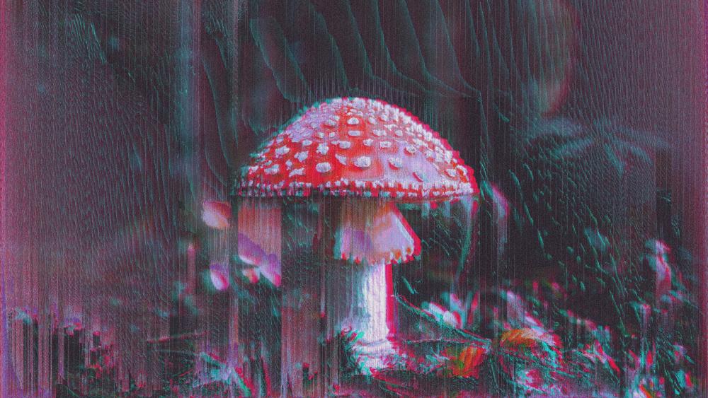 Psychedelic Mushroom in Glitch World wallpaper