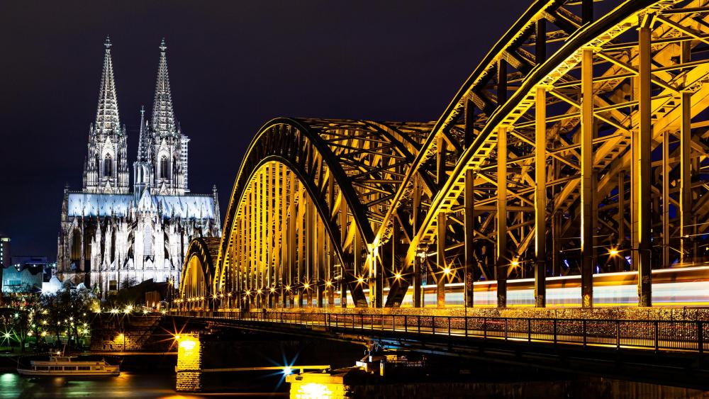 The Hohenzollern Bridge and The Cologne Cathedral wallpaper