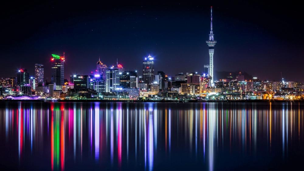 Auckland skyline at night wallpaper