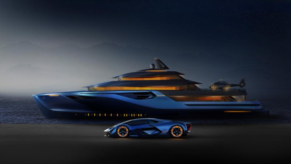 Luxury on Land and Sea - Lamborghini and Yacht Dream wallpaper