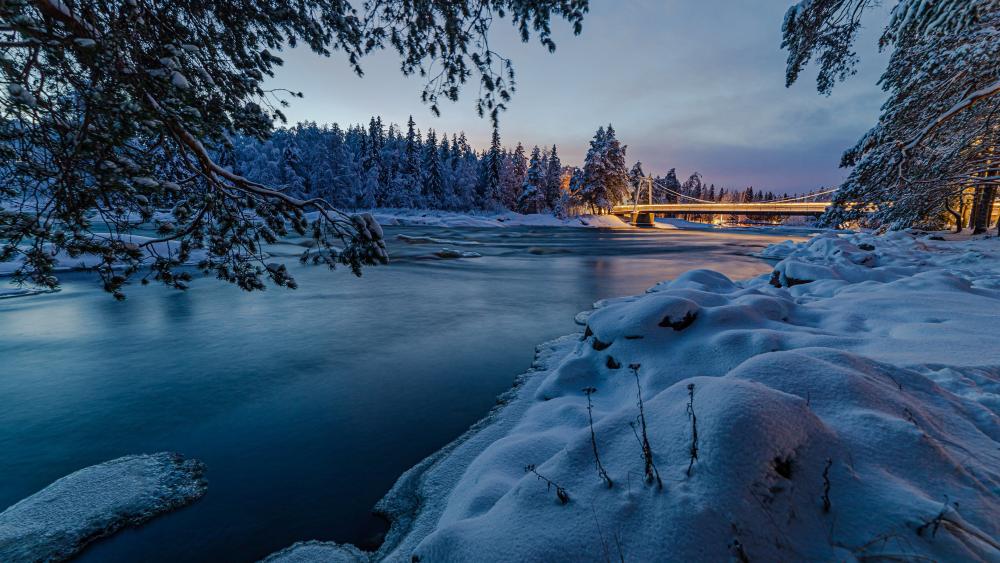Winter's Serene Twilight from Finland wallpaper