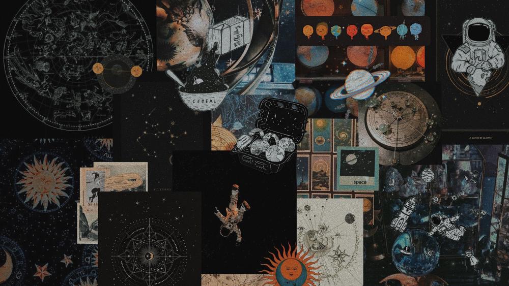 Cosmic Exploration Moodboard Artistry wallpaper