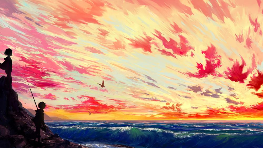 Dramatic Skyline Anime Landscape wallpaper