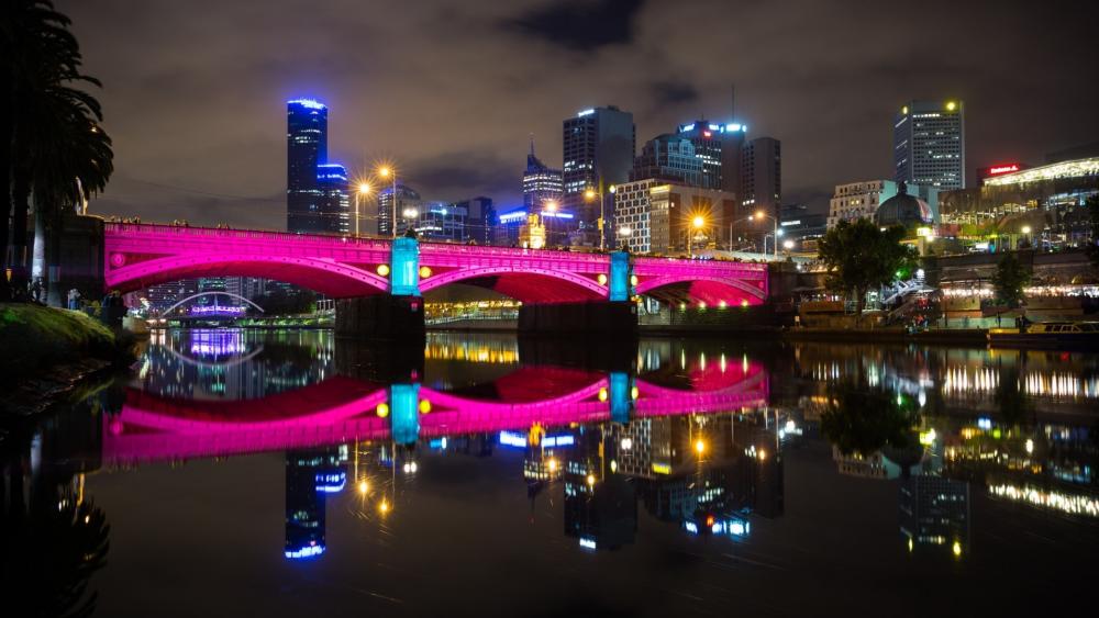 Pink bridge in Melbourne wallpaper