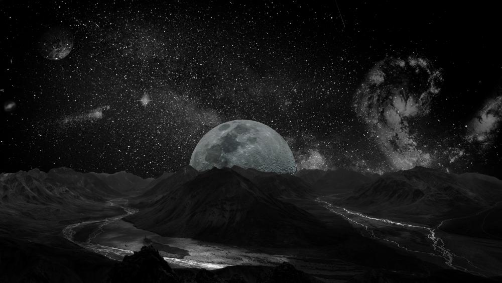 Lunar Majesty in a Starlit Sky wallpaper