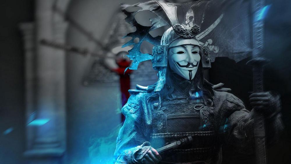 Mystical Samurai in Guy Fawkes Mask wallpaper