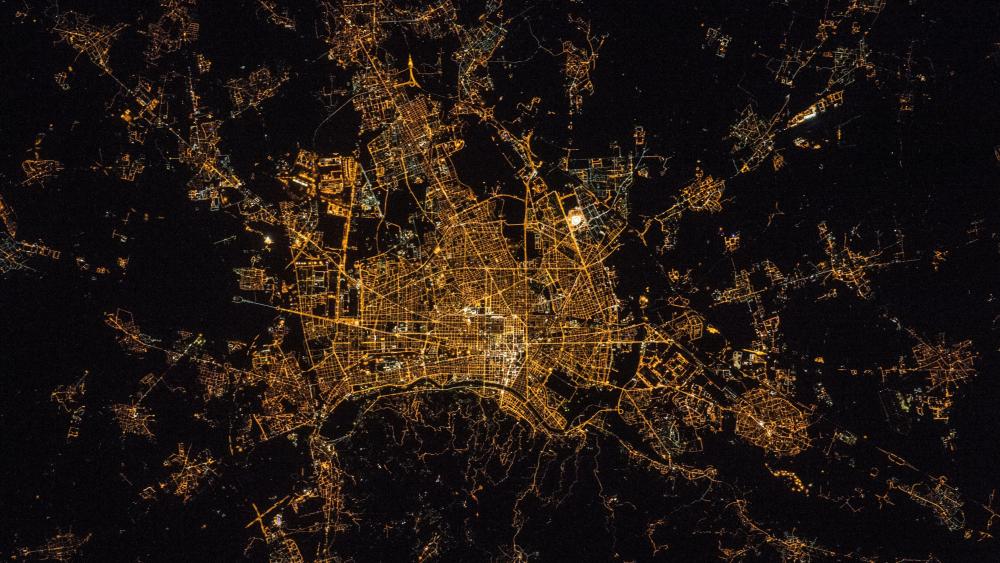 ISS View of Turin, Italy at Night wallpaper