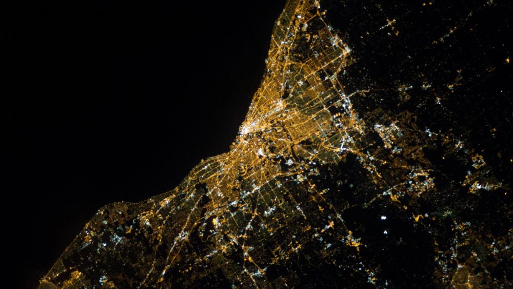 Night View of Cleveland, Ohio from Space wallpaper