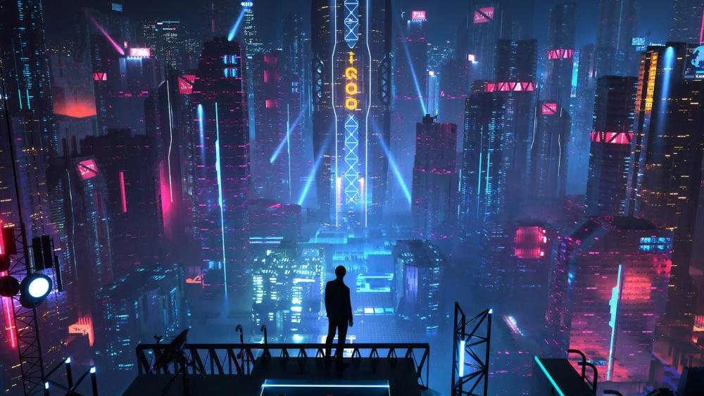Neon Heights of a Cyberpunk Metropolis wallpaper