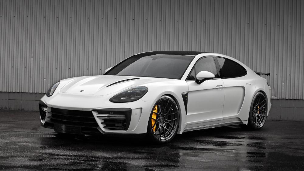 Sleek White Sports Car Wallpaper Design wallpaper