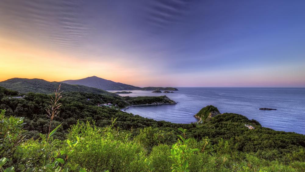 Breathtaking Coastal Sunset View of Nature's Serenity wallpaper