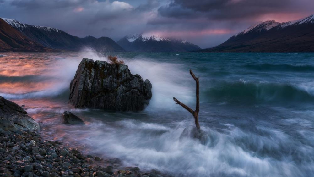 Serenity Amidst the Stormy Waters wallpaper