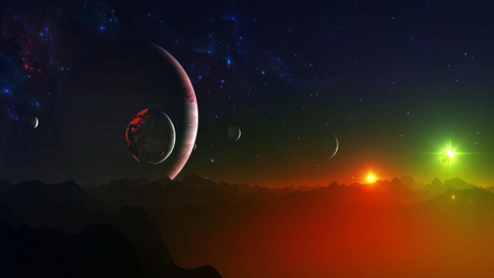 Celestial Wonders in a Cosmic Landscape wallpaper
