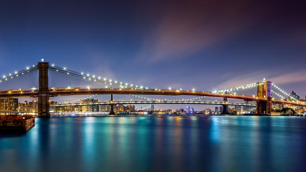 Majestic Brooklyn Bridge at Night wallpaper