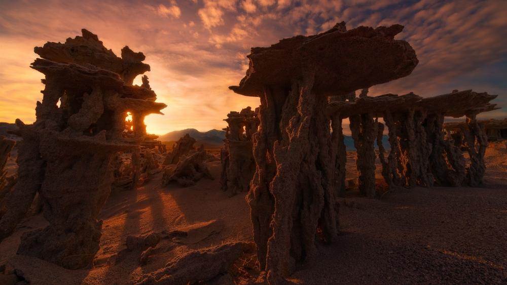 Mystical Rock Formations at Sunset wallpaper