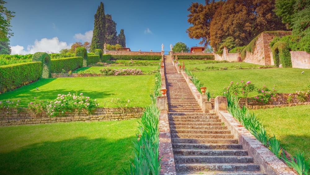 Stunning Garden Steps Leading to Serenity wallpaper