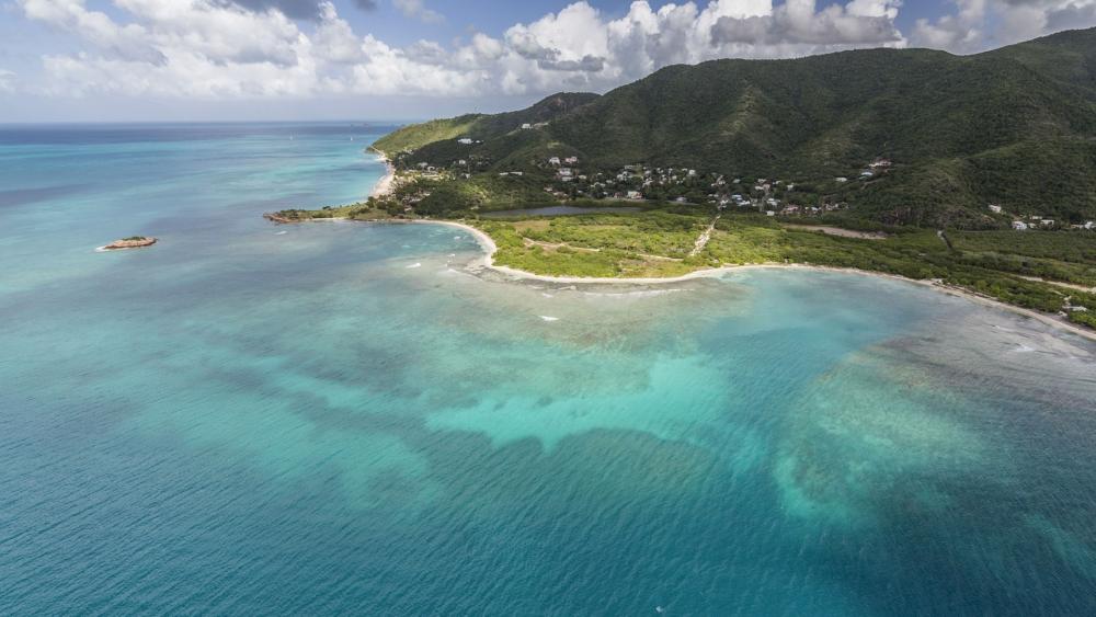 Serene Aerial View of Coastal Paradise wallpaper