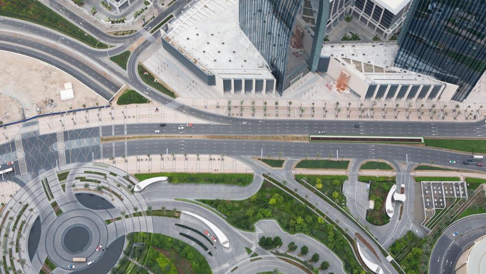 Aerial View of Roads in Dubai wallpaper