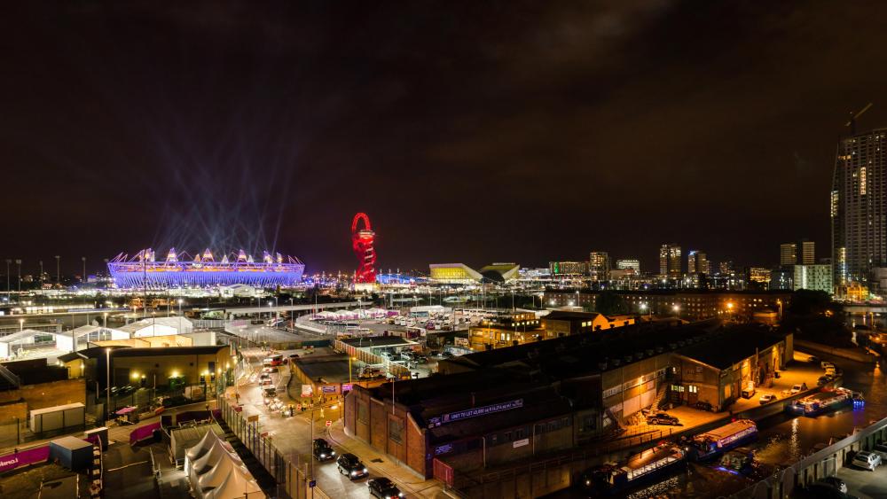 Olympic Stadium and The Orbit During London Olympics Opening Ceremony wallpaper
