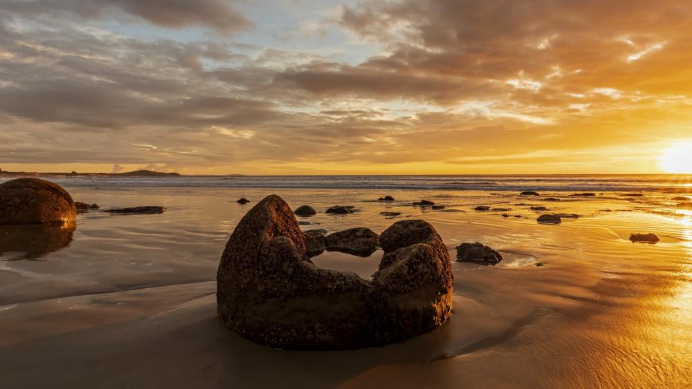 Serene Sunset Over the Beach wallpaper