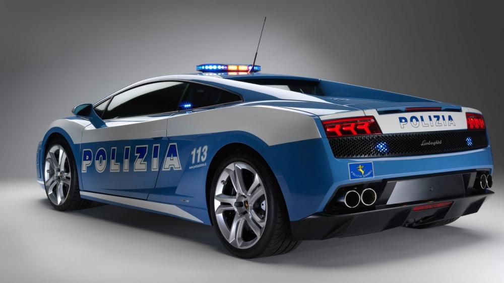 Sleek Police Lamborghini in Action wallpaper