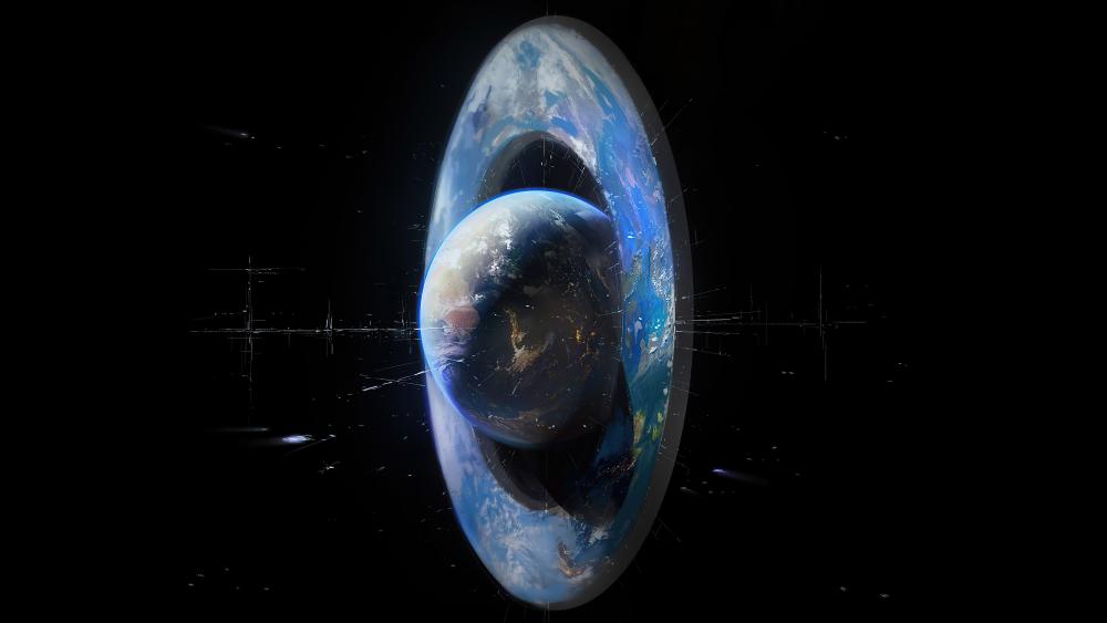 Ethereal Rings Around Earth wallpaper
