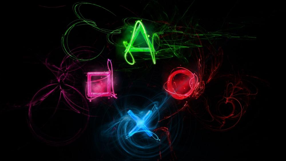 Glowing Neon PlayStation Symbols wallpaper