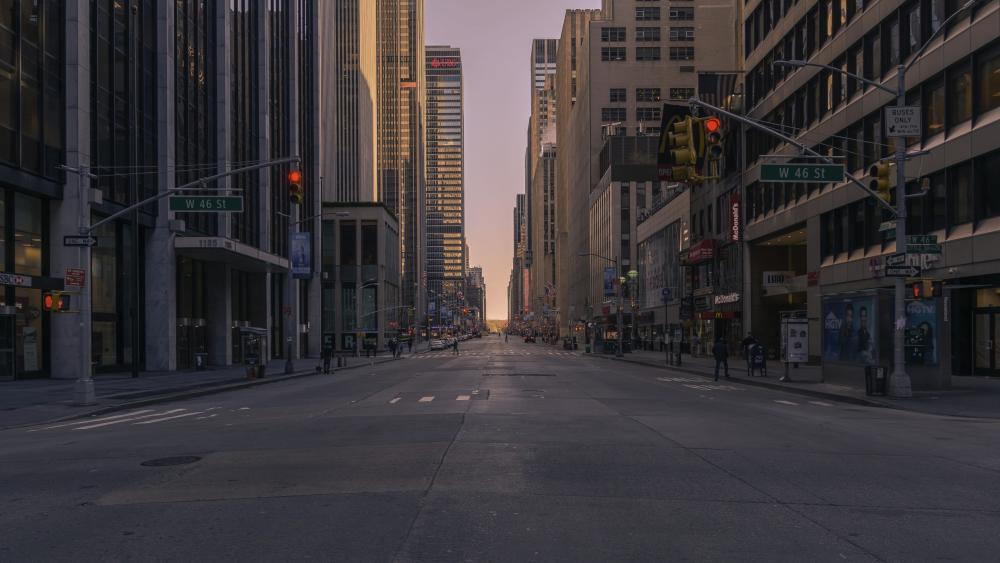 Urban Sunset on Empty Streets in 4K Quality wallpaper