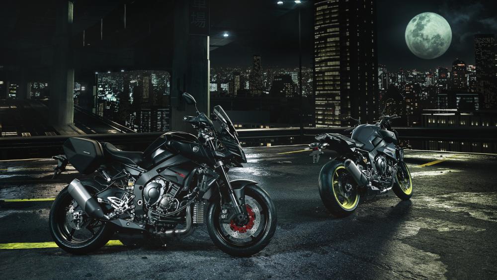 Yamaha MT-10 Motorcycles Under the Moonlit Sky wallpaper
