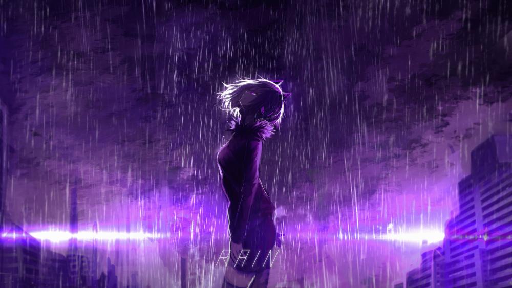 Reflective Solitude in Purple Rain wallpaper