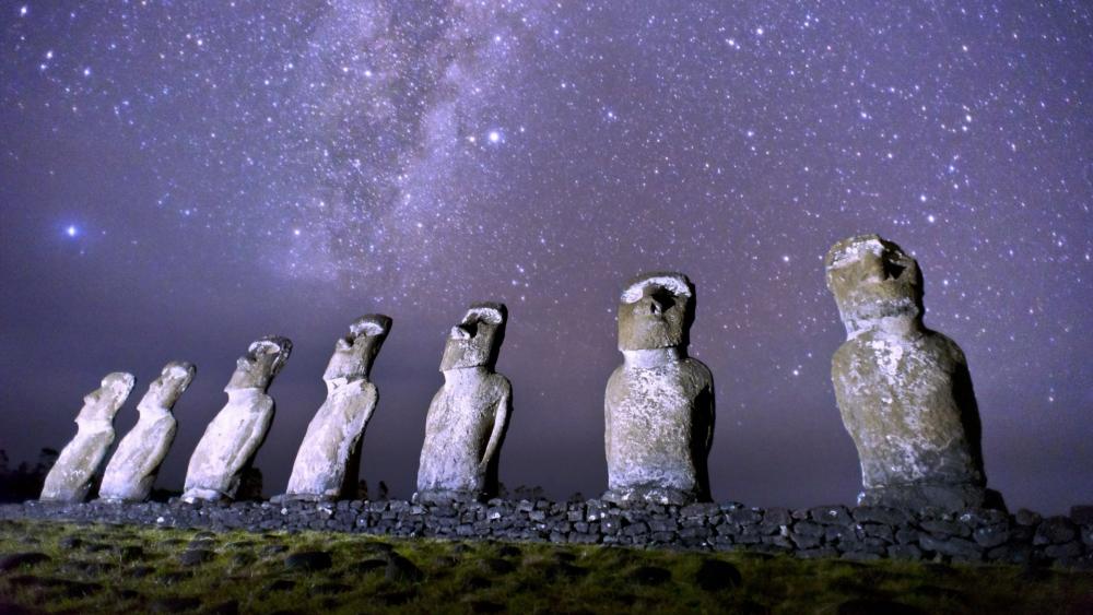 Moai stone statues wallpaper